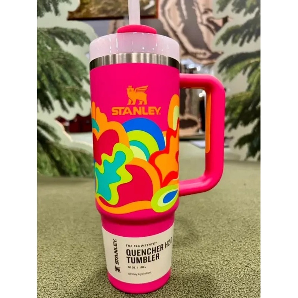 Stanley 30oz Quencher H2.0 FlowState Tumbler Handle Lid Insulated Cup Pink Retro